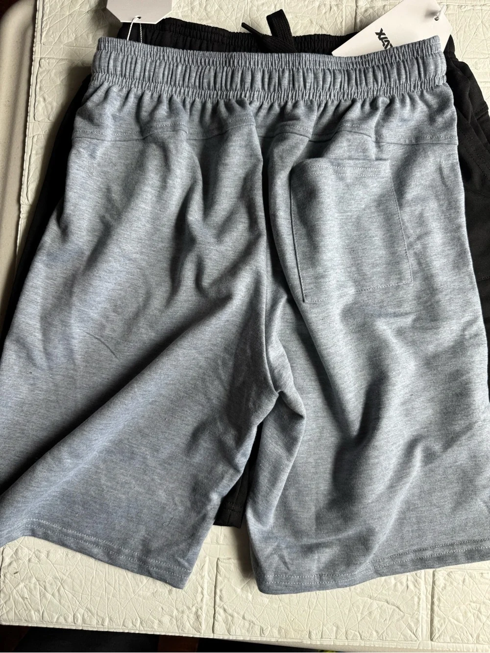 New Shorts Boy 11-12Y Kids Elastic-Waist Knit Shorts - Gray & Black